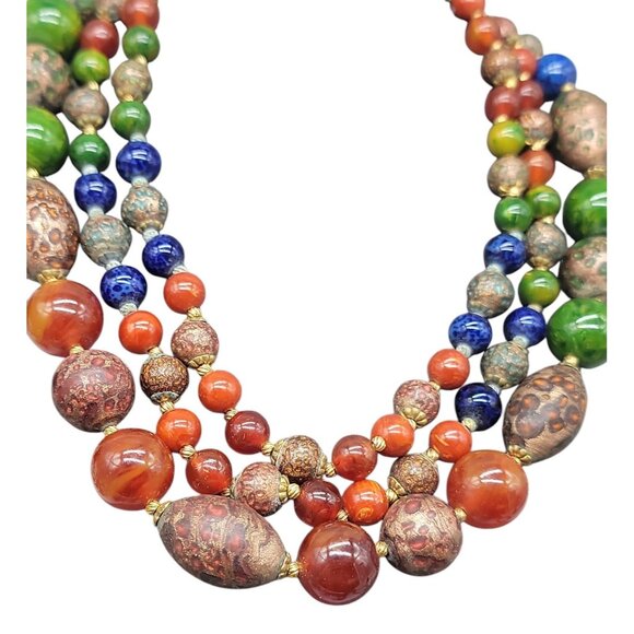 Hattie Carnegie Multistrand Beaded Choker Necklace 17" Multimedia Rare Signed - Picture 9 of 13